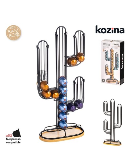 DISPENSADOR CAPSULAS NESPRESSO CACTUS METAL/BAMBU
