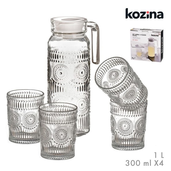 SET JARRA 1l + 4 VASOS CRISTAL