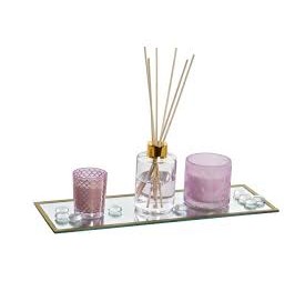 VELA SET 4 PERFUMADA CRISTAL 36X13X8 MIKADO 80 ML.