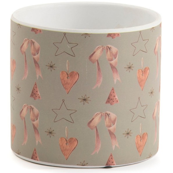 MACETERO CERAMICA NAVIDAD VINTAGE ESTRELLAS D13,8 H12,5