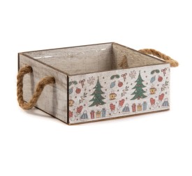 CAJA MADERA CUADRADA NAVIDAD 21X21 H9