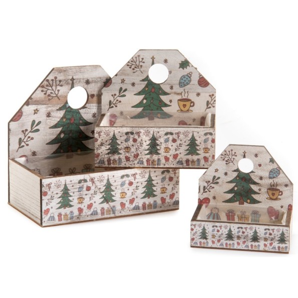 SET 3 CAJAS DE MADERA NAVIDAD  P15X10 H4/14-GR 25X16 H8/23