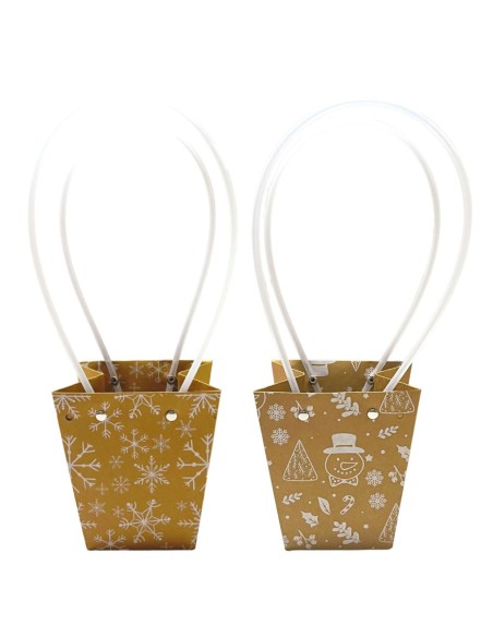 BOLSA REGALO AMARILLA MOTIVOS NAVIDEÑOS 2 SURT 13X13 H15