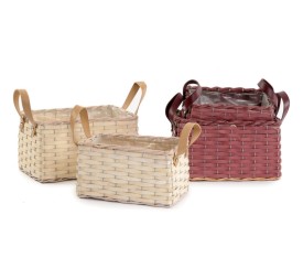 SET 2 CESTAS RECTANGULARES 2  MIX COL CON ASAS  S.24X14H14 B.28X18H16