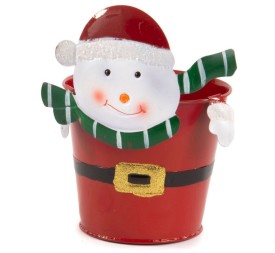 CUBO DE METAL MUÑECO DE NIEVE D.14.5 H19.5