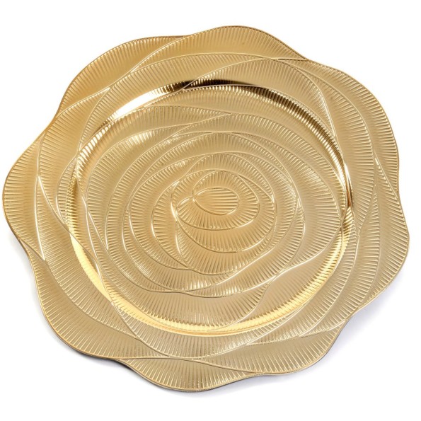 PLATO EN FORMA ROSA COLOR ORO PLASTICO  D33