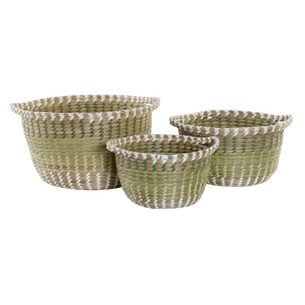 CESTA SET 3 SEAGRASS PP 37X32X20 VERDE