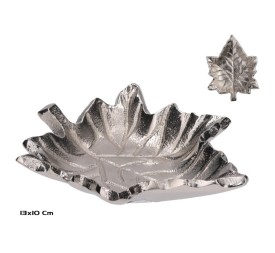 BANDEJA DECORATIVA HOJA 13X10X2CM NIQUEL