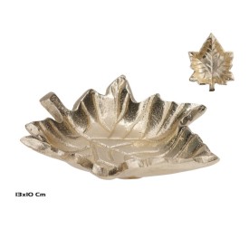 BANDEJA DECORATIVA HOJA 13X10X2CM ORO