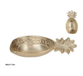 BANDEJA DECORATIVA PIÑA 14X7X2CM ORO