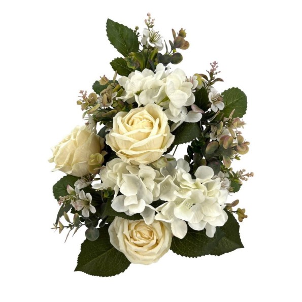 R.U/C.ROSAS/HORTENSIA X12 CREMA 55cm