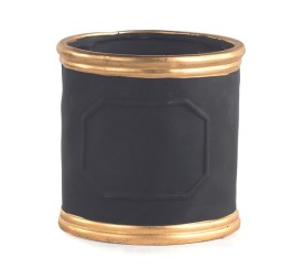MACETERO NEGRO BORDE ORO D14 H14