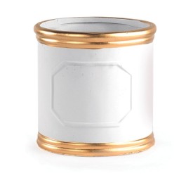 MACETERO BLANCO BORDE ORO D14 H14