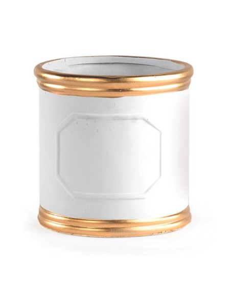 MACETERO BLANCO BORDE ORO D14 H14
