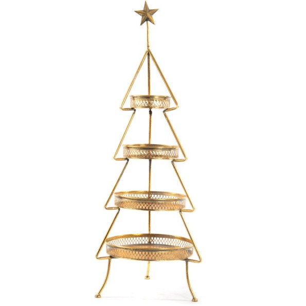 EXPOSITOR  ÁRBOL DE NAVIDAD 4 PISOS ORO D39 H108 METAL