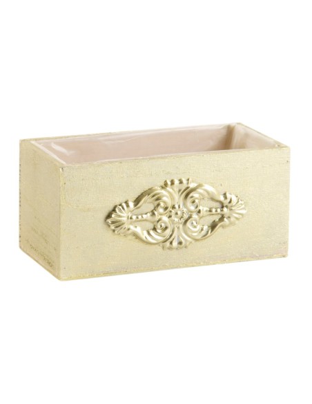 CAJA RECTANGULAR CON DECORACIÓN ELEGANTE ORO  24x13 H12