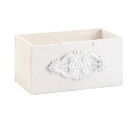 CAJA RECTANGULAR CON DECORACIÓN ELEGANTE BLANCA  24x13 h12