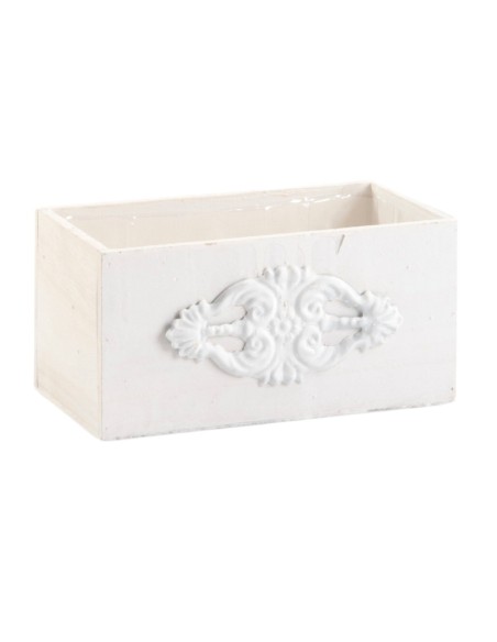CAJA RECTANGULAR CON DECORACIÓN ELEGANTE BLANCA  24x13 h12