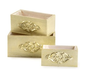 SET 3 CAJAS RECTANGULAR  DECORACION ELEGANTE ORO P21X10 H10-GR30X16 H14