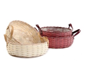 CESTOS REDONDOS MIMBRE NATURAL S/2  ASAS MIX COLOR S.D.34H10 B.D.38H12