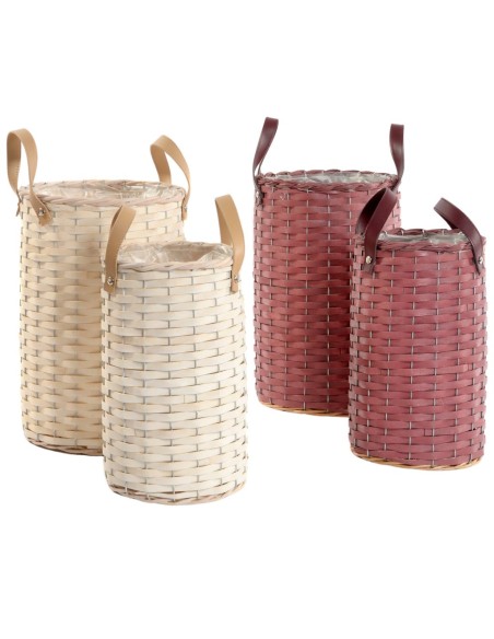 CESTOS ALTOS MIMBRE NATURAL CON ASAS  S/2 2 MIX COL S.D.18H30 B.D.23H35