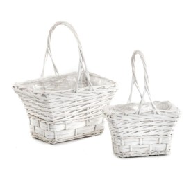 CESTA MIMBRE RECTANGULAR BLANCA CON ASA S/2 S.18X12,5H11,55/25 B.24X17H15/30