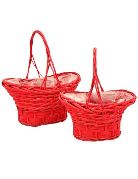 CESTAS MIMBRE ROJO CON ASA S/2 S.23X24H12/14/26 B.27X17H13/16/30