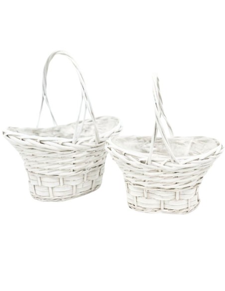 CESTAS MIMBRE BLANCA CON ASA S/2 S.23X24H12/14/26 B.27X17H13/16/30