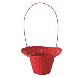 CESTA ASA  MIMBRE CON PLASTICO  ROJO D.13/25H14/33