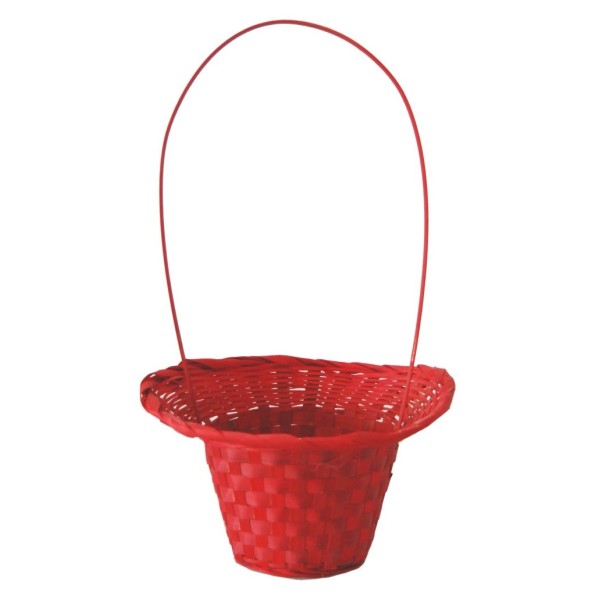 CESTA ASA  MIMBRE CON PLASTICO  ROJO D.13/25H14/33