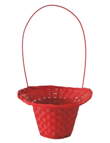 CESTA ASA  MIMBRE CON PLASTICO  ROJO D.13/25H14/33
