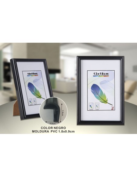 PORTAFOTO NEGRO PVC-605 13*18CM(12/48)