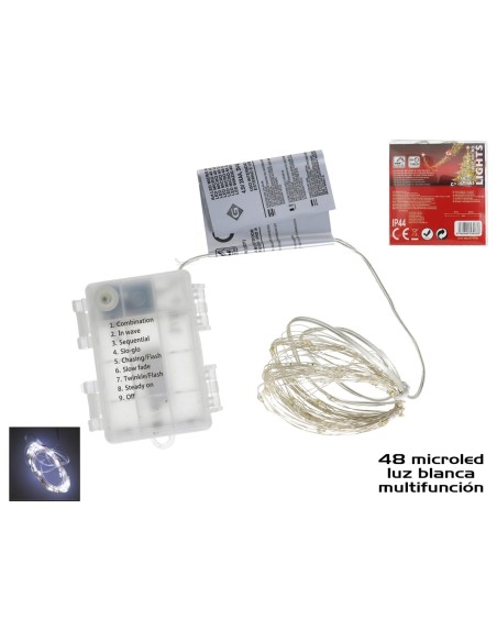 LED MICRO 48 LUCES 8 FUNC BLANCA - PILAS