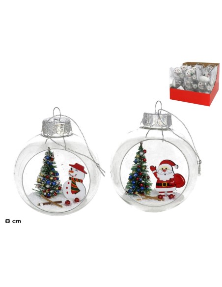 BOLA NAVIDAD ABIERTA C/ESCENA 8CM 2STD