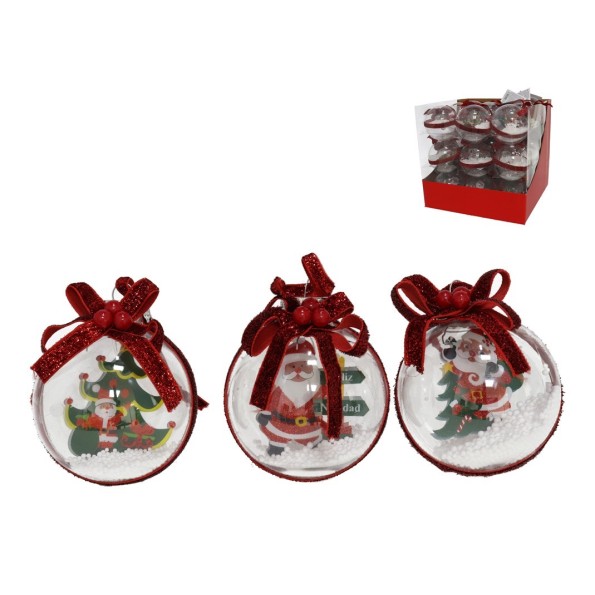 BOLA NAVIDAD ABIERTA SANTA 8CM 3STD