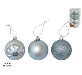 BOLA NAVIDAD X16 CAJA MOTLEY AZULADA 5CM