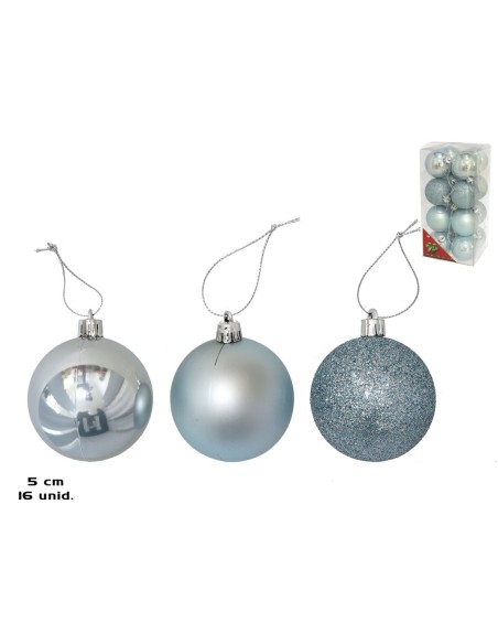 BOLA NAVIDAD X16 CAJA MOTLEY AZULADA 5CM