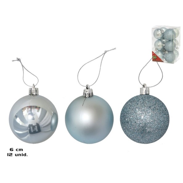 BOLA NAVIDAD X12 AZUL CLARO 6CM 3STD