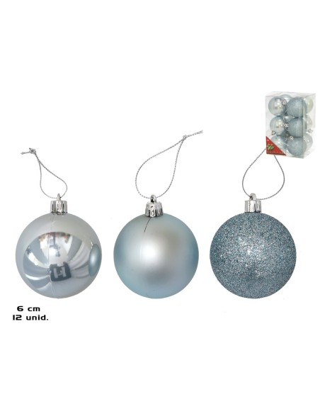 BOLA NAVIDAD X12 AZUL CLARO 6CM 3STD