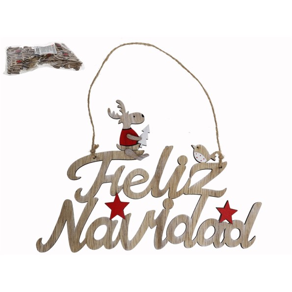 COLGANTE FELIZ NAVIDAD NATURE 22X15CM