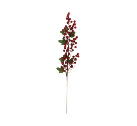 VARA BAYAS ROJAS Y HOJAS VERDES 75CM