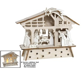 PORTAL BELEN MADERA 4LEDS 22X5,5X17,5CM