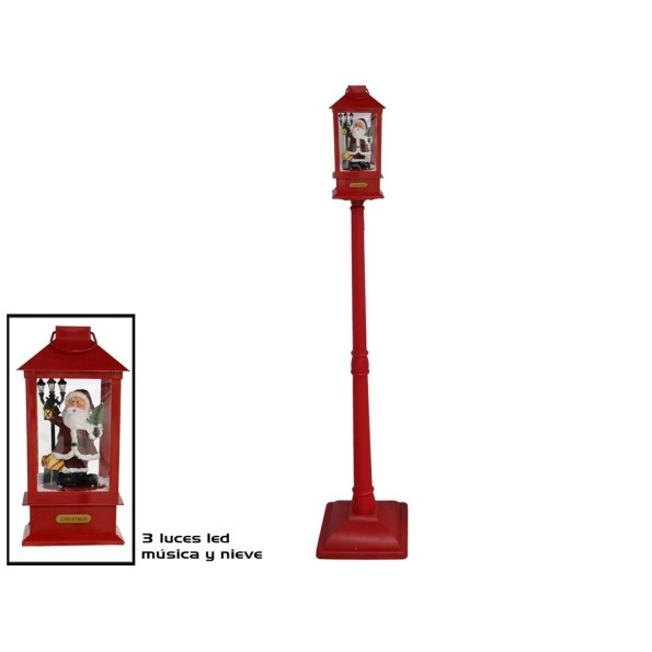 FAROL ROJO SANTA 3LED MUSICA/NIEVE 32X32X156CM