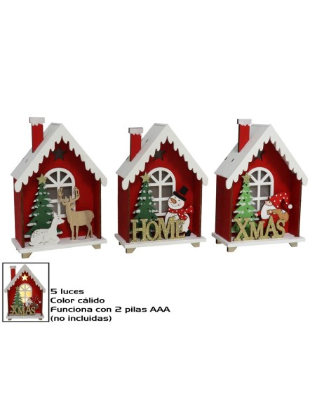 CASITA MADERA CON LUZ 3 SURTIDOS 11,5X5,7X16 CM
