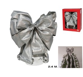 PUNTA DE ARBOL LAZO PLATA CON 6 CINTAS 25CMX2,4MT