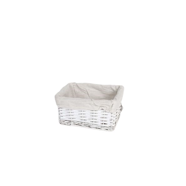 CESTA ZEUS C/TELA 23X18X12CM  - BLANCO