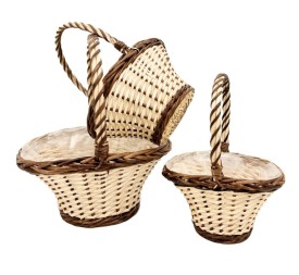 CESTAS DE MIMBRE OVALADAS NAT. S/3 BORDE OSCURO S.25X20H15/35 B.40X31H20/45