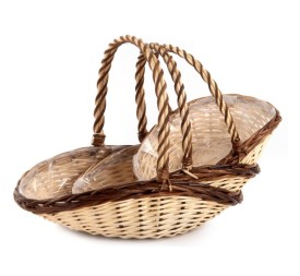 CESTAS BARCO MIMBRE NATURAL S/3 BORDE OSCURO S.33X25H11/29 B.47x36 h 25/37