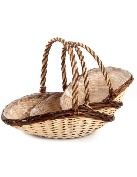 CESTAS BARCO MIMBRE NATURAL S/3 BORDE OSCURO S.33X25H11/29 B.47x36 h 25/37