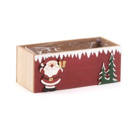 CAJA DE MADERA RECT. DISEÑO PAPA NOEL 18X8H7